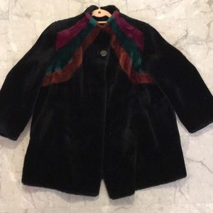 VINTAGE FAUX FUR HIGH COLLAR JACKET